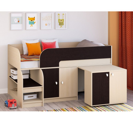 Детская кровать-чердак Астра 9-3 с комодами, спальное место 160х80 см